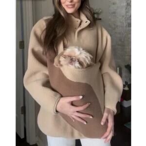 Riikyu Kangaroo Pouch Unisex Fleece Sweatshirt Size Small Dog Cat Pet Carrier